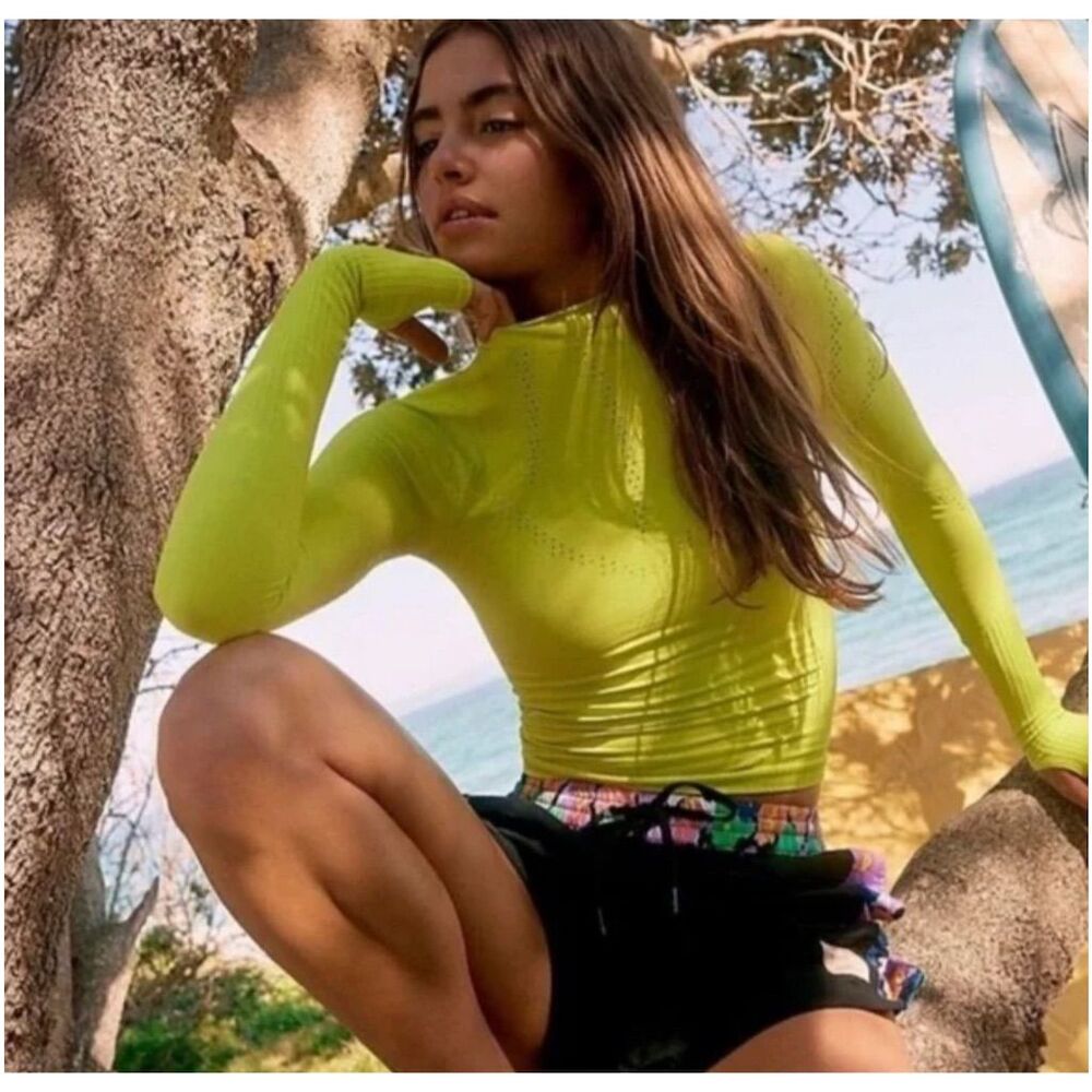 NWT FP Movement Good Karma High-Neck Layer , Highlighter Yellow, M/L $88